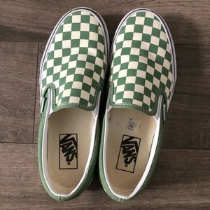 Women’s green and off white checkered vans